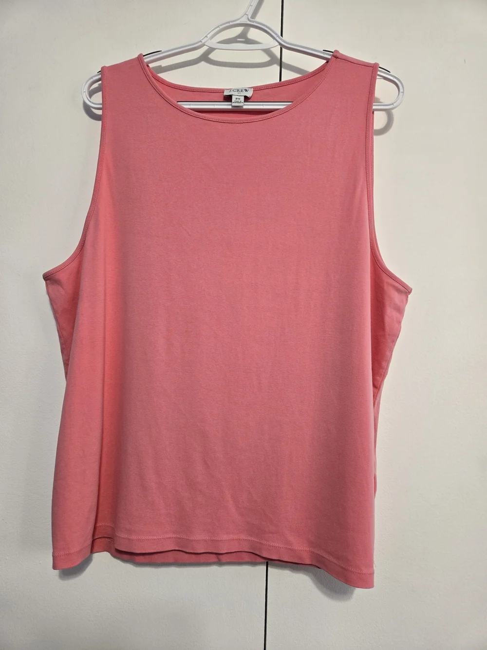 J.Crew 2X Coral Pink Sleeveless Cotton Tank Top Plus Size Casual Basic